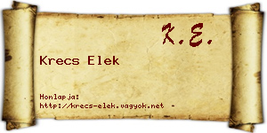 Krecs Elek névjegykártya